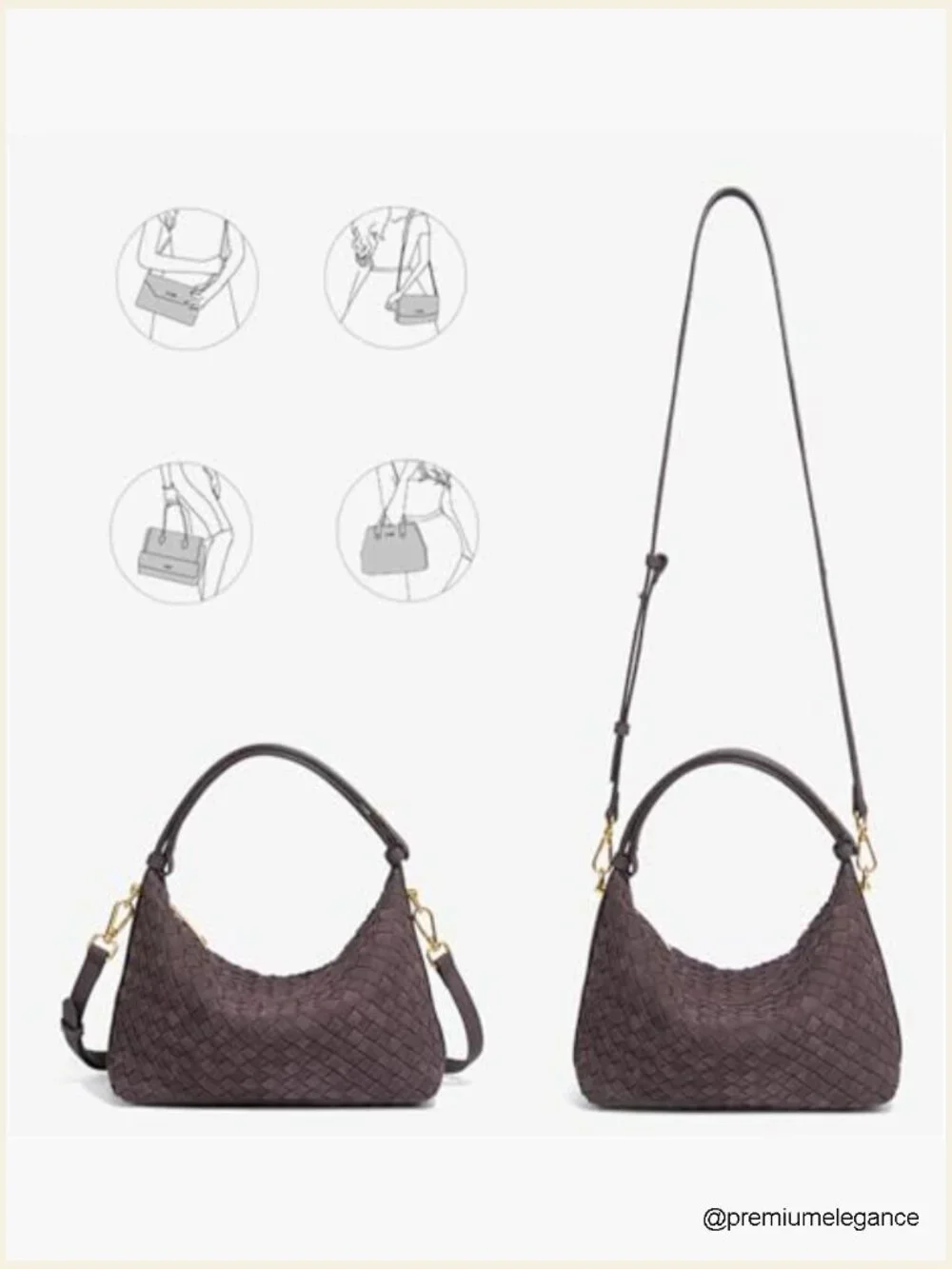 Faux Suede Woven Tote Shoulder Bag Hobo Satchel Crossbody Purse